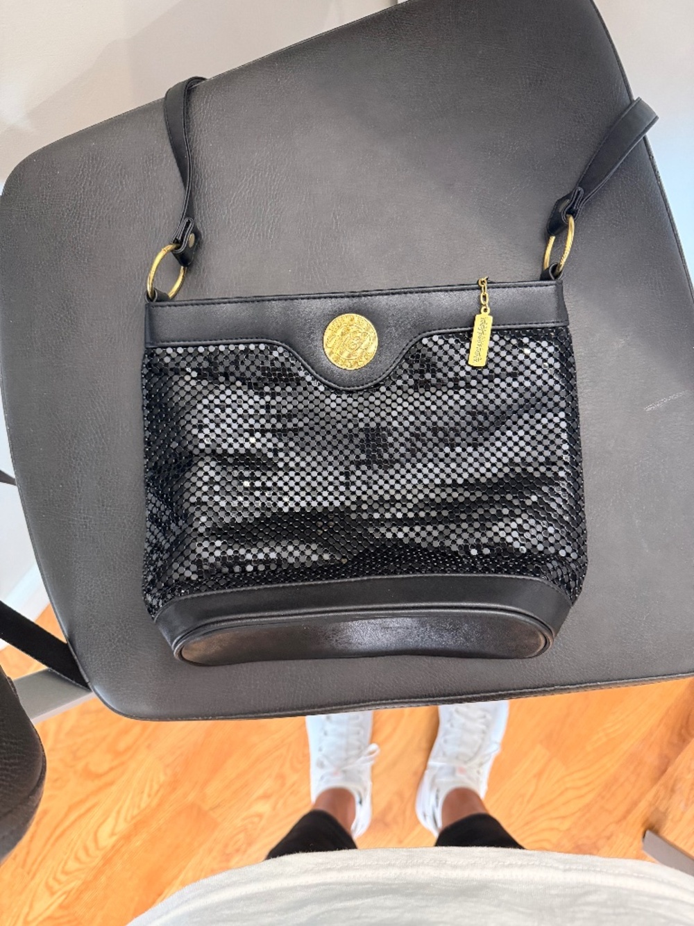 Vintage Whiting and Davis black pocketbook